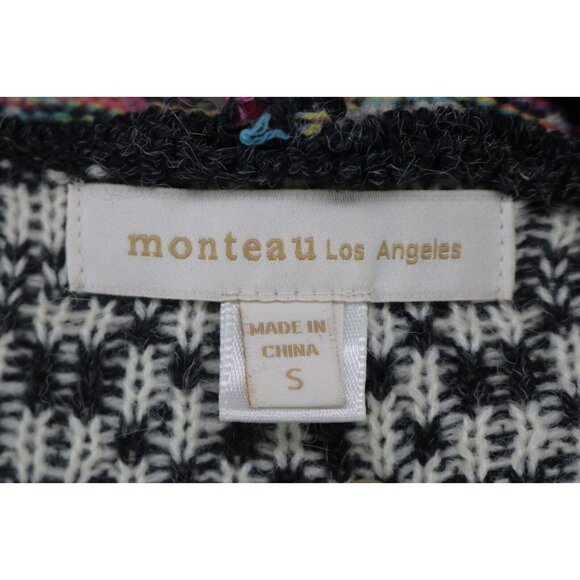 Monteau LA Aztec Long Hooded Open Cardigan-Size Small-Pockets - Picture 5 of 10